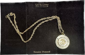 Pierre Cardin Capricorn Necklace W/ Genuine Diamond