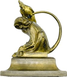 Bronze Sculpture Monkey With Parrot. No Markings.