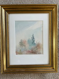 Framed Tree-line Watercolor 1983- 10x1x12