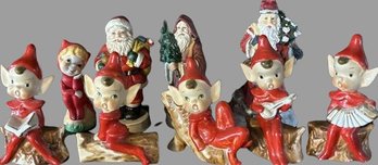 Elf & Santa Figurines- Matching Elves Made In Japan - 4'