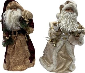 Pair Of Two Fabric Santas: 22 H