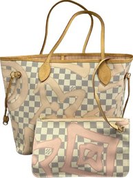 Louis Vuitton Limited Edition Damier Tahitienne Neverfull MM Bag- 12.6Lx6.7Wx11.4H, 8in Handle Drop