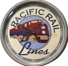 Pacific Rail Lines 11.5in Clock, Needs New Batteries