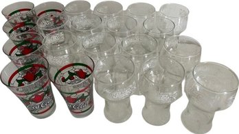 Pepsi-cola (15) & Coca-cola (6) Retro Glasses- 5.5 & 6in Tall