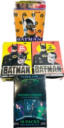 4 BOXES - Topps Batman Cards Stickers, Fleer 1995 Batman Forever Trading Cards, Batman Returns Movie Cards