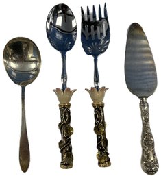 Flowery Serving Utensils, Spoon By Reed And Barton, Cake Server By Sterling
