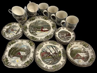 Friendly Village Dishes, Plates, Mugs, Bowls, Saucers, Dessert Plates And Sauce Dishes
