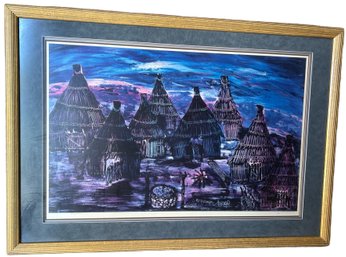 Old Houses Painting Wall Art, Framed And Signed - 42.5x30