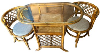 Set Of Table And Chairs Bamboo Rattan, Dining Set