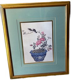 Plants And Bird Framed By New Century Picture Corp - 10.5x27