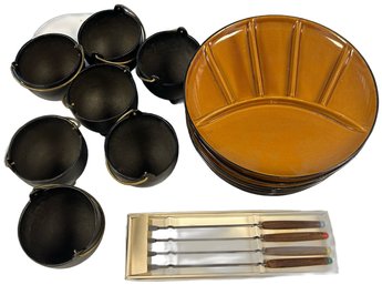 Plates & 7 Pieces Fondue Bowls - 4x4x3
