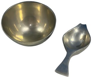 Silver Alloy Bowl And Serving Dish