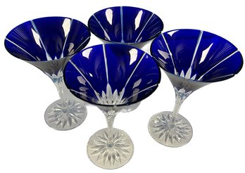 4 Pieces Blue Martini Glasses - 5x5x7.25