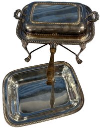 Silverplate Serving Dish And Stand - 9x12x2