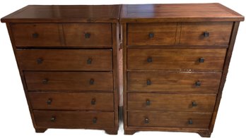 2 Pieces Wooden Dresser With 5 Drawers - 36x19.5x48