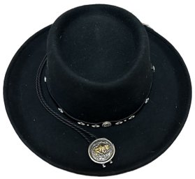 Eddy Bros Black Cowboy Hat & Bison Bolo Tie - Medium Size