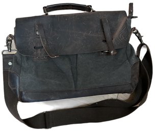 Cross Body Messenger Bag, Canvas & Leather - 14.5x4.5x10