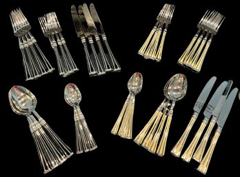 Black & Cream Silverware Set, Stainless Steel - 4 Of Each Item, Knife 9, Smallest Fork 7