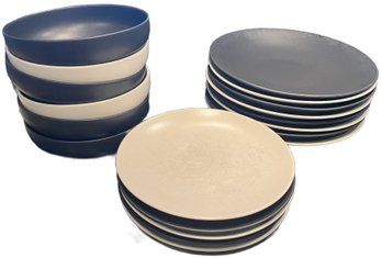 Black Gibson & White Elite Plates & Bowls, Large 11' Small 8.5' Bowls 7' & Coffee Cups 4'