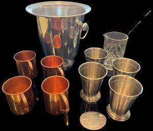 Moscow Mule Cups (3.5'), Mint Julep Cups (4.5'), Ice Chest (10')  & Pitcher (5.5')