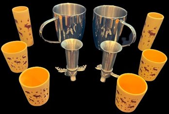 Silver Colored Coffee Mugs & Bear/Moose Shot Glasses,  2.5'-4.5'