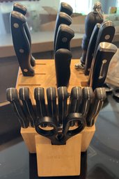 Knife Block Set, Scissors And Cheese Knives