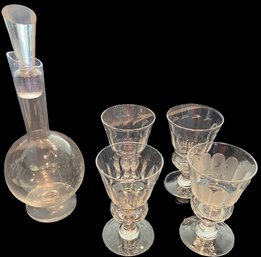 Glass Decanter 12 & 4 Wine Glasses 6