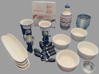 Miscellaneous Kitchen Items: Ramekins, Butter Warmer, Olive Oil Container Etc