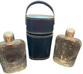 Black Zippered Case - 6x8 With 2 Glass Flasks