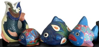 4 Pieces Fish Decor - Largest: 7x4x11