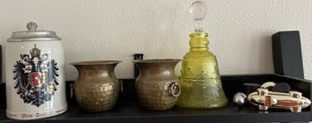 Various Decor: Stein - 5.5', Decanter - 5', Brass - 3'