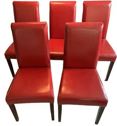 Set Of 5 Red Dinning Chairs - 18x24x38