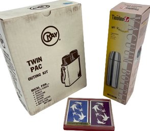 New In Package. Twin Pack Outing Kit. Vacuum Bottles. New Deck Of Cards