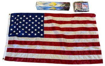 Perma-Nyl Valley Forge United States Of America Flag, 100 Made In U.S.A And Yellow Camping Tent - 59x33