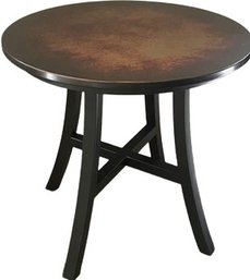 Patina Top Round Side Table, Copper & Bronze Tones. Made In The USA