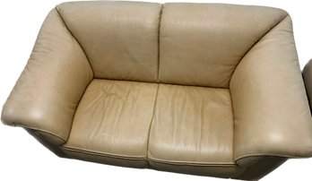 Butter Yellow Love Seat And Ottoman (love Seat 60Lx35Wx31H Ottoman 37Wx37Lx16.5H)