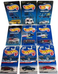 9 Collectible Hot Wheels Workhorses, Camaro Z28, School Bus, 1999 First Editions, Auburn 852 And Many More-13'