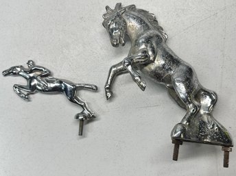 Stallion And Jockey On Horse Hood Ornaments