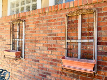 Wood & Metal Window Wall Planters, 38x19 Each