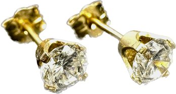 14k Gold And Diamond Earrings, 0.70g