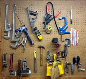 Assortment Of Tools- Wrenches, Clamps, Screwdrivers & More! Tool Board Not Included