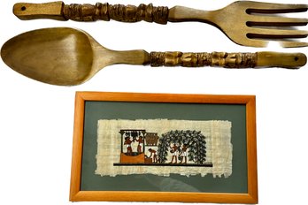 Theban Tomb Of Nakht Grapes Picture, Tiki Wall Decor Wooden Spoon And Fork