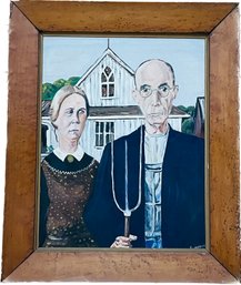 Artist Rendition Of 'American Gothic' Signed By Artist,  23 X 19