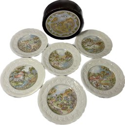 Gien Scenes De La Vie Paysanne Dinner Plates (set Of 6)