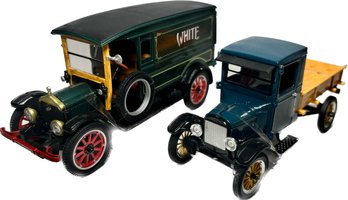 Model Cars-1923 Ford Model TT Pick-up And 1920 White Van (right Rearview Mirror Broken But Have Piece)