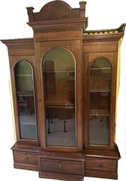 Massive Ornately Carved Wooden Hutch- One Piece, Will Need Movers To Move, Great Condition! 65Wx22Dx93T