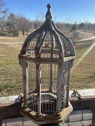 White Metal Birdcage 18.5' Tall