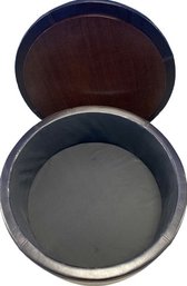Round Ottoman With Internal Blanket Storage (34x34x16)-Faux Leather