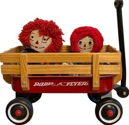 Vintage Radio Flyer Wagon Replica (15.5x8x8) With Vintage Raggedy Ann And Andy