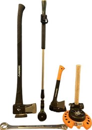 Assortment Of Garage/Lawn Tools Including Gerber Hatchet(14in), Husky Axe(34in),